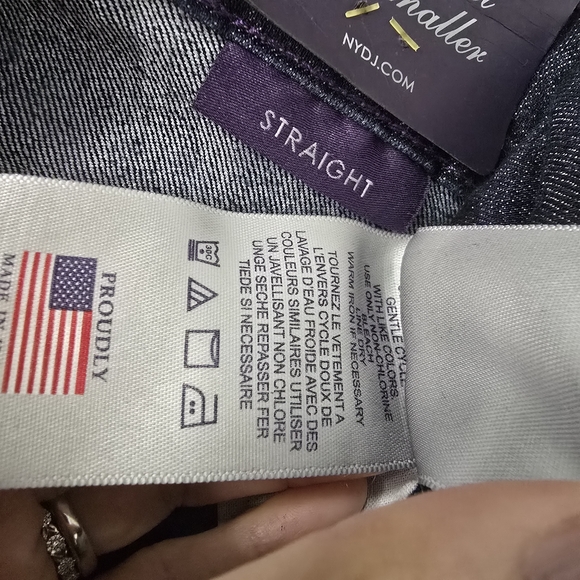 NYDJ Straight Leg Burbank Wash Blue Jeans Embrodered Beaded Pockets - Picture 13 of 13